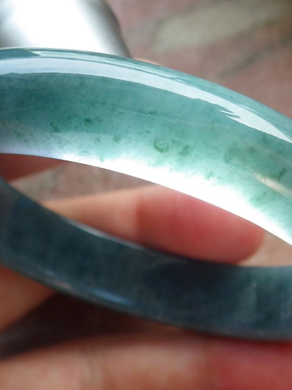 57mm Certified Hand Carved Green Natural A JADE Circle Jadeite Bangle Bracelet